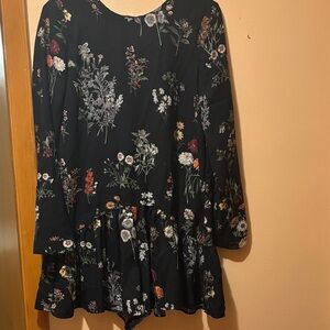 Zara Black Floral Long Sleeve Dress